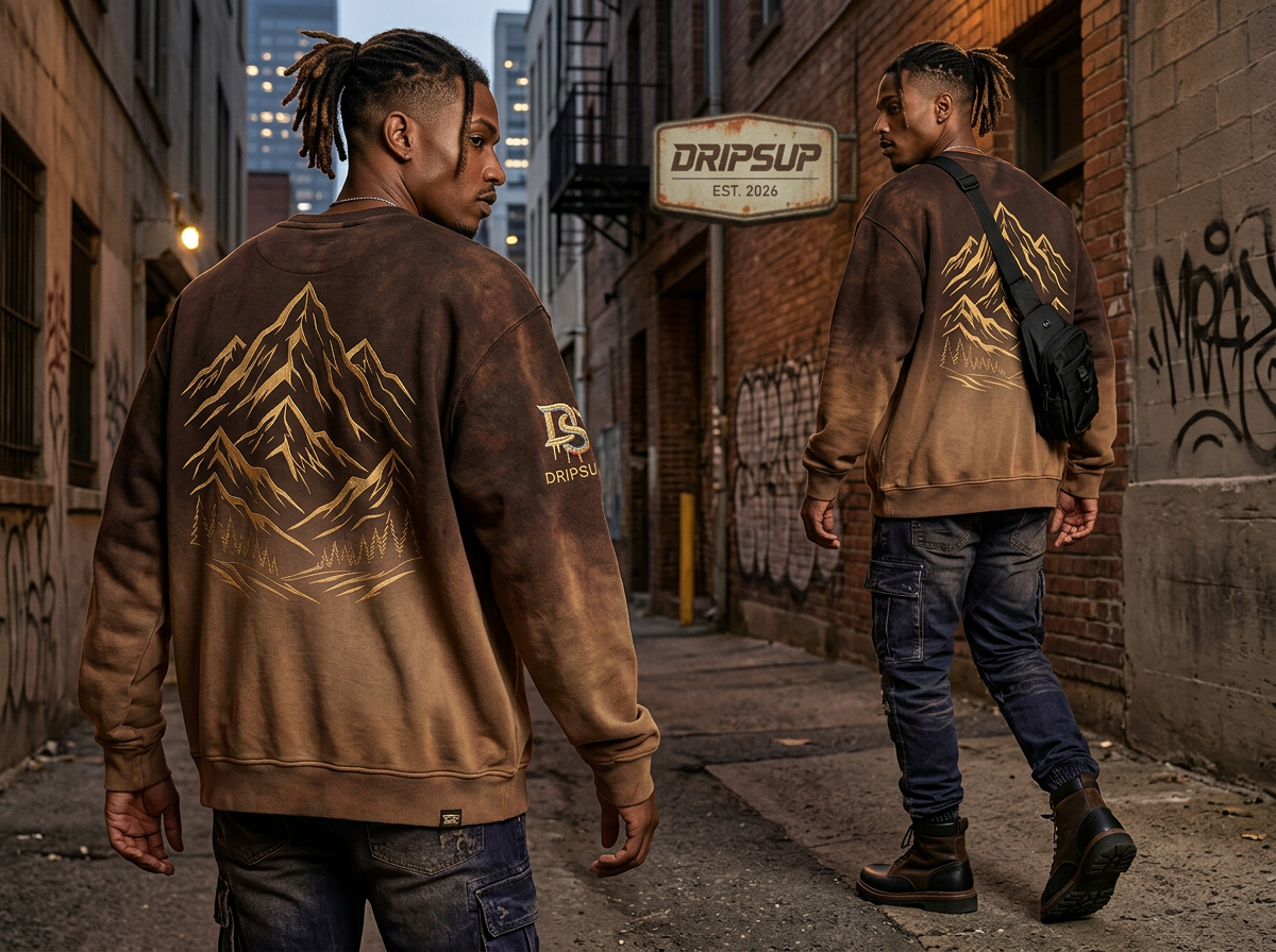 Mountain Range Sweatshirt — Brown Ombre